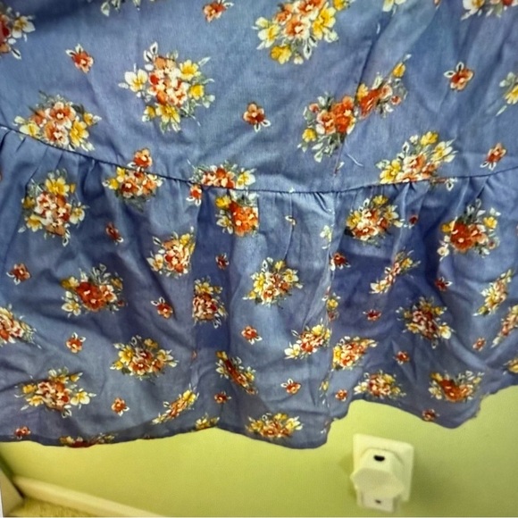 Altard State Floral Halter mini Dress in Blue and Orange - Picture 3 of 5